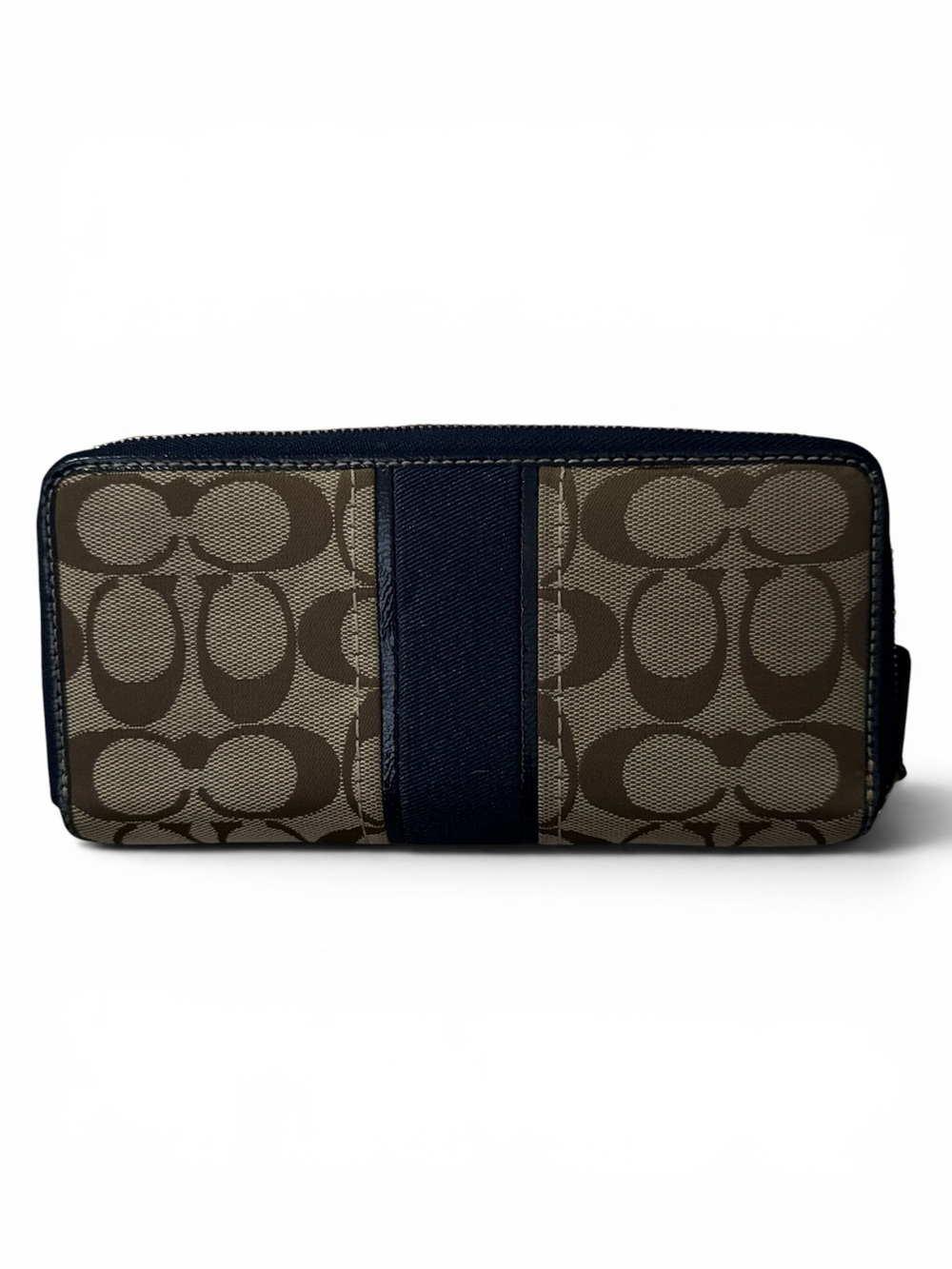 Coach Signature Canvas Wallet in Khaki and Navy - Picture 2 of 5